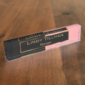 Korallenkoralle und Schwarz Namensplakette (Seite)