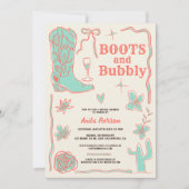 Korallenkritzen stiefeln Brautparty Einladung (Vorderseite)