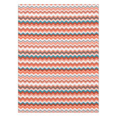 Korallenlachs Orange Turquoise Wavy Zigzag Muster Tischdecke (Vorderseite)