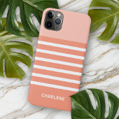 Korallenlachs Peach Orange White Stripes Muster Case-Mate iPhone Hülle