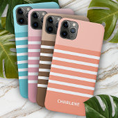 Korallenlachs Peach Orange White Stripes Muster iPhone Hülle