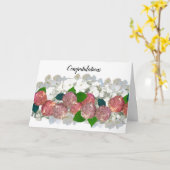 Korallenlachs und Weiße Blume Gratulationskarte Karte (Gelbe Blume)