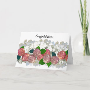 Korallenlachs und weiße Blumen Gratulationskarte Karte