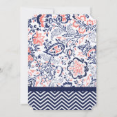 KorallenMarine und Korallen Zig Zag und Hochzeiten Einladung (Rückseite)