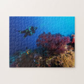 Korallenmeer - Taucher und weiche Koralle - Puzzle (Horizontal)