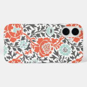 Korallenminze und graue Retro-Damaske Case-Mate iPhone Hülle (Rückseite (Horizontal))