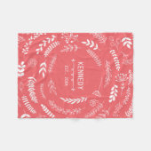 Korallenmuster Blätter Floral Monogramm Muster Fleecedecke (Vorderseite (Horizontal))