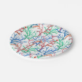 Korallenmuster Pappteller (Schrägansicht)