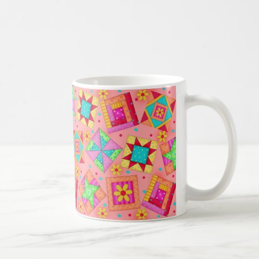 Korallenmuster Quilt-Design-Tasse Kaffeetasse (Rechts)