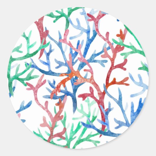 Korallenmuster Runder Aufkleber (Vorderseite)