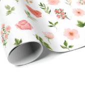 Korallenmuster und Rote Rosen Geschenkpapier (Rolleneckpunkt)