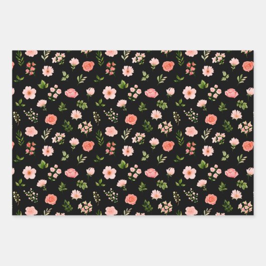 Korallenmuster und Rote Rosen Geschenkpapier Set (Vorderseite 3)