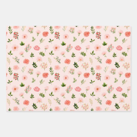 Korallenmuster und Rote Rosen Geschenkpapier Set (Vorderseite 2)