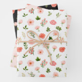 Korallenmuster und Rote Rosen Geschenkpapier Set (Beispiel)