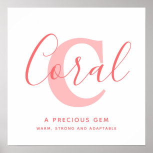 Korallenname bedeutet orangefarbener Text personal Poster