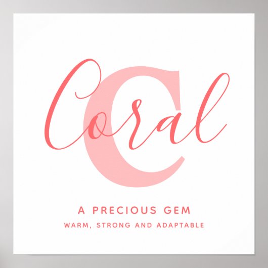 Korallenname bedeutet orangefarbener Text personal Poster (Vorne)