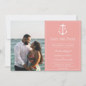 Korallennautisches Monogramm-Foto Save the Date (Vorderseite)