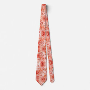 Korallenorange Aquarell Blumen Sommer Muster Krawatte