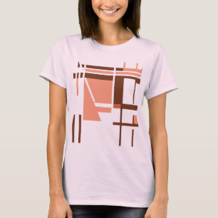 Korallenorange Braune Geometrische Abstrakte MCM-O T-Shirt
