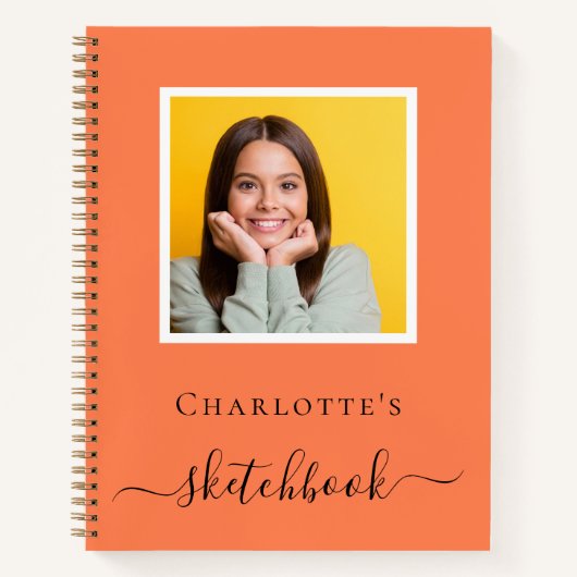 Korallenorange-Foto-Typografie Notizblock (Vorderseite)