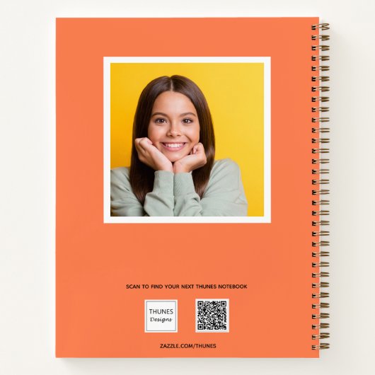 Korallenorange-Foto-Typografie Notizblock (Rückseite)