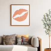 Korallenorange Lippenstift-Kuss Poster