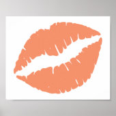 Korallenorange Lippenstift-Kuss Poster (Vorne)