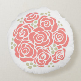 Korallenorange Rose Blume Bouquet Rundkissen Rundes Kissen