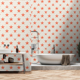 Korallenorange Seestern Küstenwandtapete Tapete