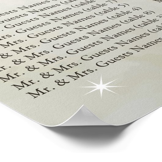 Korallenorange-Sitzplan für rustikale Baumkronen Poster (Ecke)