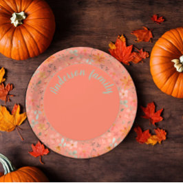 Korallenorangefarbener grüner Name Pappteller