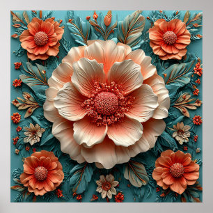 Korallenpapier-Blumen-Wandkunst Florale Dekoration