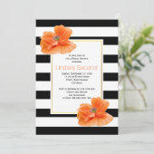 Korallenpfeife, Schwarz-weißes HochzeitsBrautparty Einladung (Stehend Vorderseite)