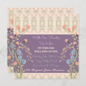 Korallenpfirsich und -pflaume einladung (Vorne/Hinten)