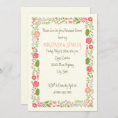 Korallenpfirsichblume Hochzeit Probe Dinner Einladung (Vorne/Hinten)