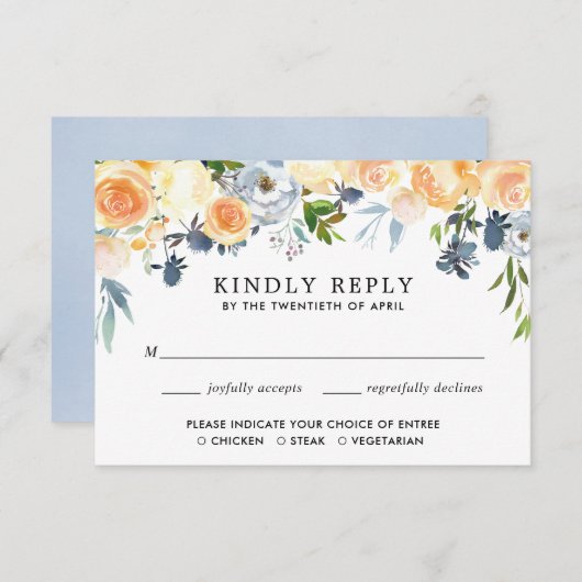 Korallenpfirsichfarben Hochzeit RSVP Begleitkarte (Vorne/Hinten)