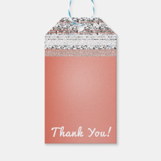 Korallenpfirsichpfirsiches glänzendes Silber-Blend Geschenkanhänger (Vorderseite)