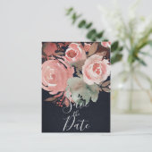 Korallenpfirsichpfirsichrosa Weich Fettfloral Save Ankündigungspostkarte (Stehend Vorderseite)