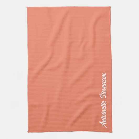 Korallenpfirsichstelefonie Geschirrtuch (Vertikal)