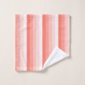 Korallenpfirsichstreifen Badhandtuch Set (Waschlappen)
