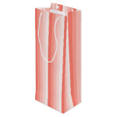 Korallenpfirsichstreifen Geschenktüte Für Weinflaschen (Rückseite Schrägansicht)