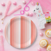 Korallenpfirsichstreifen Pappteller (Party)