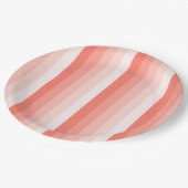 Korallenpfirsichstreifen Pappteller (Schrägansicht)