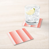 Korallenpfirsichstreifen Rechteckiger Pappuntersetzer (Vor Ort)