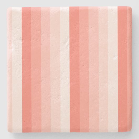 Korallenpfirsichstreifen Steinuntersetzer (Vorderseite)