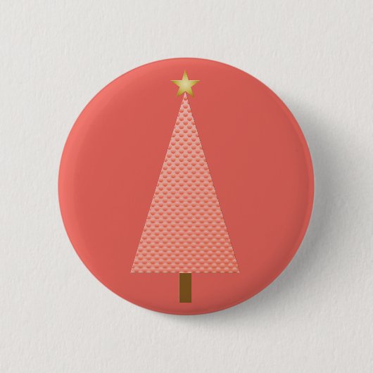 Korallenpolka dot moderner Weihnachtsbaum Button (Vorderseite)