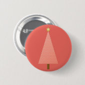 Korallenpolka dot moderner Weihnachtsbaum Button (Vorne & Hinten)