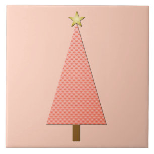 Korallenpolka dot moderner Weihnachtsbaum Fliese