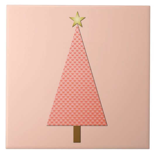 Korallenpolka dot moderner Weihnachtsbaum Fliese (Vorderseite)