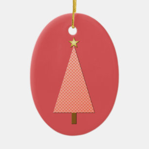 Korallenpolka dot moderner Weihnachtsbaum Keramik Ornament